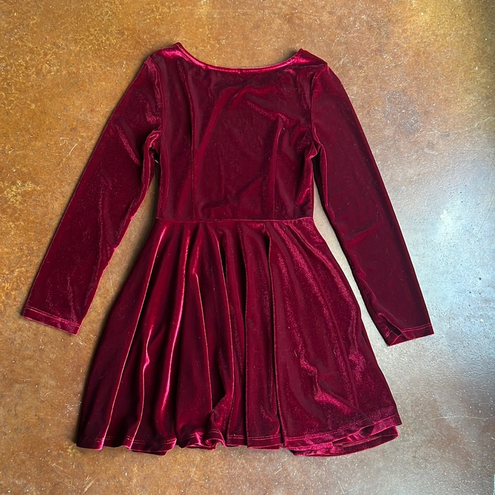 NWOT Burgundy Velvet Skater Dress